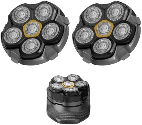 Magnetic 6 Blades Head Shaver Replacement Heads for Many 6D Magnetic Electric Razor,Newly Designed Magnetic 6D Blade Head Compatible with Head Shavers for Bald Men,2 Pack Travel Size.