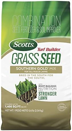 Scotts Turf Builder Grass Seed Southern Gold Mix for Tall Fescue Lawns with Fertilizer and Soil Improver, 5.6 lbs.