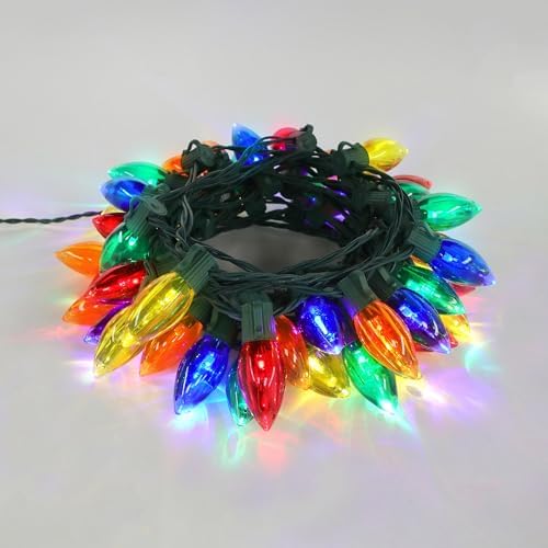 PHILIPS 50 LED Multicolor Smooth C9 Christmas Lights on Green Wire with Storage Spool - UL Listed for Indoor/Outdoor Use - 26.83' Total Length with 6" Bulb Spacing - String Lights for Christmas Tree