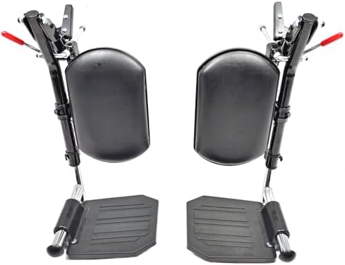 Wheelchair Elevating Legrests with Padded Calf Pads, Composite Footplates, Fits Most Standard wheelchairs of All Brands. Wheelchair Parts,Same Functional Structure as LK3JELR,T94,(1Pr, Black)