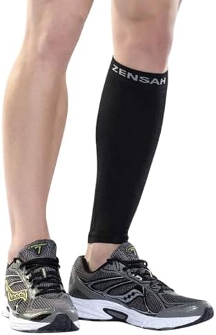 Zensah Calf/Shin Compression Sleeve - Made in the USA Single Leg Compression Sleeve for Shin Splint Relief, Recovery, Running