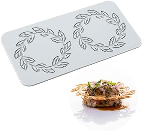 TUKE Lace Molds for Cake Decorating 3D Leaf Silicone Molds for Baking Gummy Molds Clay Fondant Molds Lace Mats Flower Honeycomb Bee Pattern for Sugar Chocolate Polymer (Leaf_8.6x4x0.12inch_R)