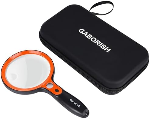 Large Magnifying Glass with 36 LED Light and Case, 10X 20X 45X Handheld Illuminated Lighted Magnifier with 1 UV Light for Seniors Reading, Inspection, Coins, Exploring Close Work