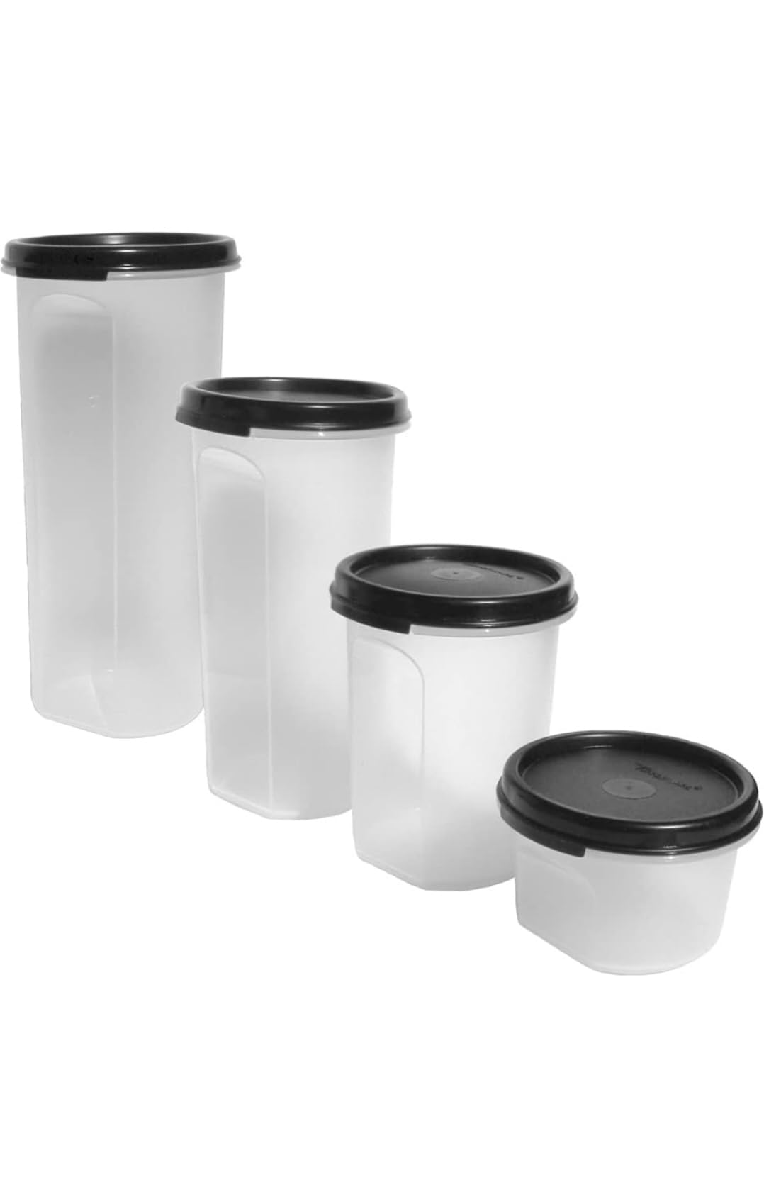 Tupperware Modular Mates Round Containers Set of 4 Sizes Black Seals ...
