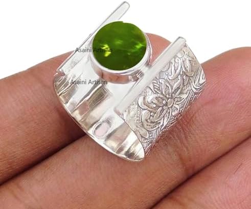 Timeless Elegance: 7MM Round Gemstone Pure 925 Sterling Silver Gift Floral Engraved Ring for Every Occasion