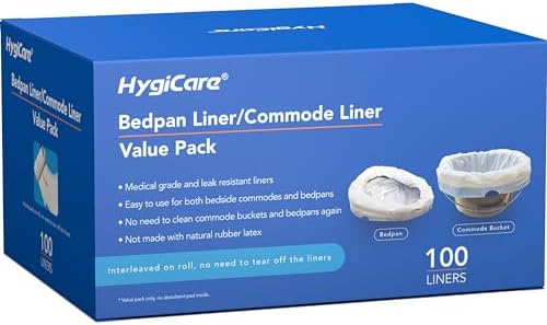 100 Count Enlarged Bedside Commode Liners for Commode Chairs, Bed Pans, and Portable Toilets, Pre-Separated, Leakproof, Sturdy, Disposable, for Adults, Seniors, Medical Care, and Camping