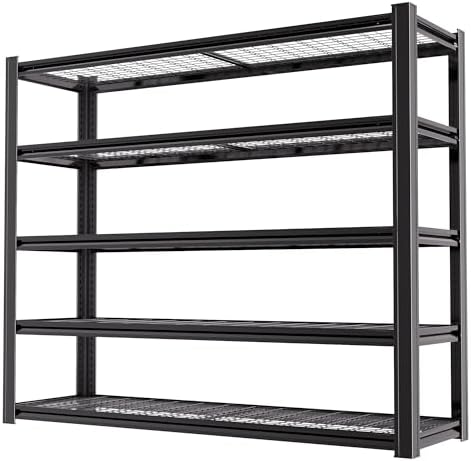 62" W x 24" D x 72" H Garage Shelving Heavy Duty Metal Shelving 3500LBS Storage Shelves Adjustable Metal Shelves for Storage Industrial Garage Shelves for Warehouse Basement (5T 72*62*24)