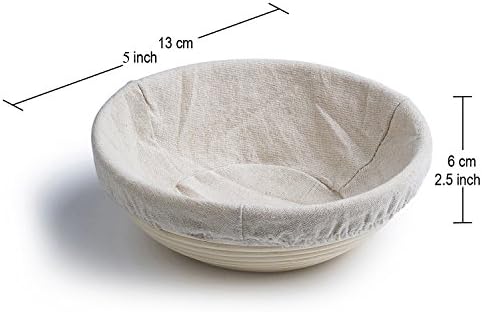 6 pack of 5 inch Sourdough Bread Bakery Basket,Round Bread Banneton Proofing Basket with Linen Liner Cloth, Brotform Dough Rising Rattan Handmade Rattan Bowl for Professional & Home Bakers