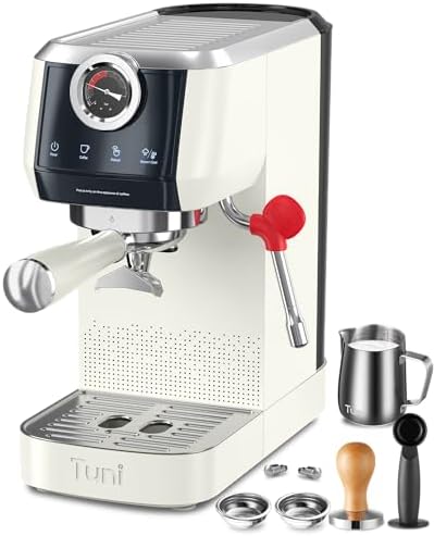 Tuni E2 58mm Espresso Machine 20Bar Espresso Maker, 𝐃𝐮𝐚𝐥 𝐁𝐨𝐢𝐥𝐞𝐫 Coffee Maker with 10mm Steam Milk Frother, Semi-automatic Coffee Machine with UKLA Pump for Espresso, Gift for Coffee Lover