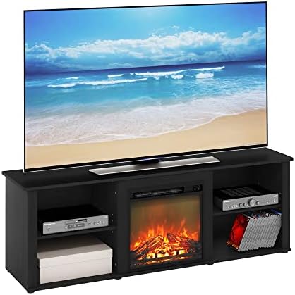 Furinno Classic 70 Inch TV Stand with Fireplace, Americano