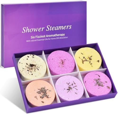 6pcs Shower Steamers Aromatherapy Set: Relaxation Stress Relief Long Lasting Scent Bath Spa with Essential Oils Christmas Valentine's Day Birthday Gifts for Women Teens Mom Wife Grandma