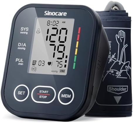 Sinocare Blood Pressure Monitor, Upper Arm Blood Pressure Monitors for Home Use, Adjustable Arm Cuff 8.6"-16.5", One-Button Operation, Dual User, Accurate & Practical