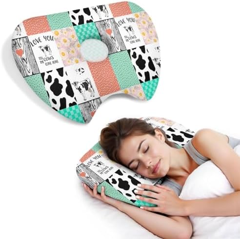 Ear Piercing Pillow with Ear Hole for Side Sleeper Relief Ear Pain,Cotton and Polyester Ear Pillows,Washable Ear Guard Pillow