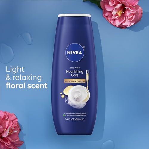 NIVEA Nourishing Care Body Wash with Nourishing Serum, Moisturizing Body Wash for Women, Enriched with Provitamin B5 and Vitamin E, 20 Fl Oz Bottle, 3 Pack