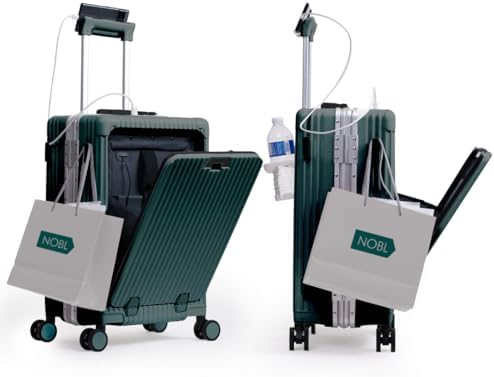 Nobl Travel Zipperless Carry On Suitcase - Noble Travel Suitcase Unbreakable Carry On Luggage 22x14x9 Airline Approved - Polycarbonate Shell, Aluminum Frame, Dual TSA Locks, 360° Spinner Wheels- Green