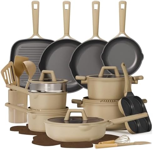 CAROTE 31PCS Pots and Pans Set, Nonstick Cookware Set Kitchen Non Stick Induction Cookware Non-toxic Granite Cooking set