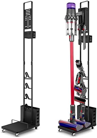 ESEOE Vacuum Cleaner Stand for Dyson：V7 V8 V10 V11 V12 V15 SV22 Dyson Cordless Vacuum Cleaner Holder Heavy Duty Metal Floor Docking Station Stable Storage Vacuum Cleaner Stand with Wheels