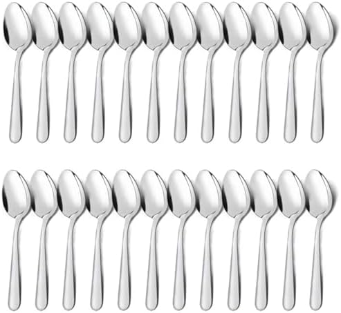 24-Piece Dinner Spoons Set (6.7 inch), Unokit Stainless Steel Spoons silverware, Dessert Spoon, Tablespoon, Silverware Spoons Only for Home, Kitchen or Restaurant - Mirror Polished, Dishwasher Safe