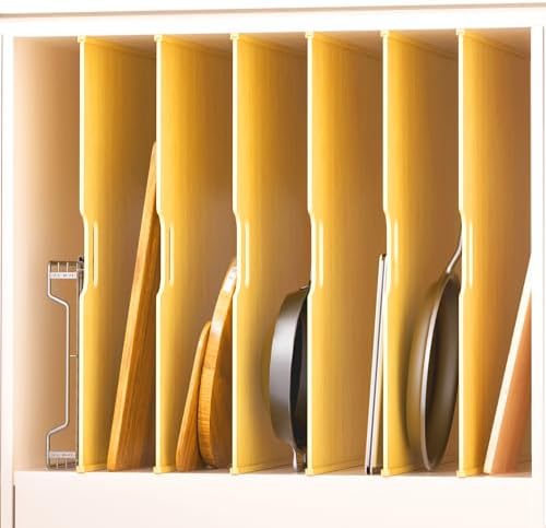 6 Set Trim-to-Fit Wood Tray Dividers for Cabinet, Cookie Sheet Organizer, Multi Layer Embedded Plug-in Board Storage, Cuttable DIY Storage Divider Insert for Kitchen Bedroom Cabinet Closet