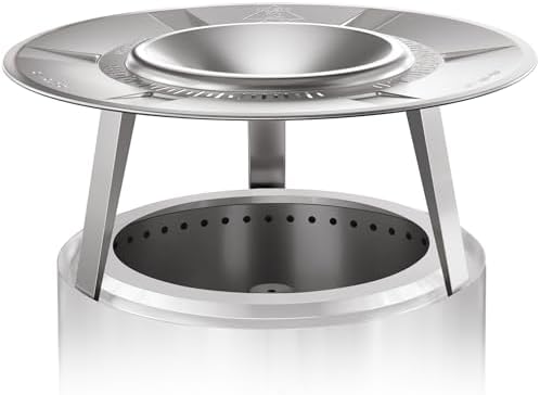 YEFU Fire Pit Heat Deflector for Solo Stove Bonfire 19.5", Portable 304 Stainless Steel Heat Diffuser Accessory for Firepit Captures and Redirects Warmth, Detachable Burner Cover Accessories