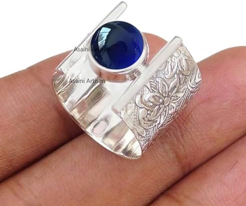 Timeless Elegance: 7MM Round Gemstone Pure 925 Sterling Silver Gift Floral Engraved Ring for Every Occasion