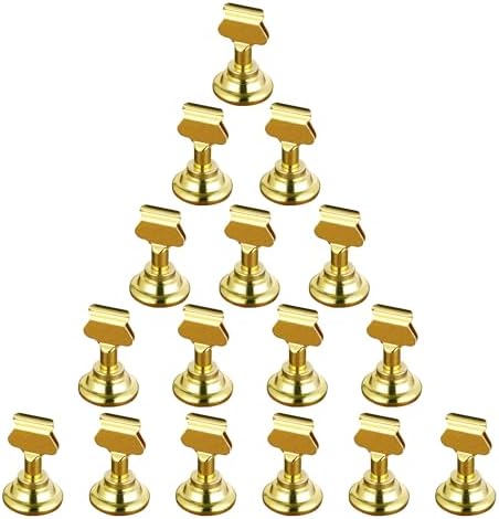 ERYTLLY 16 PK Place Card Holders 1.7 inches Table Card Holder Steel Card Holders for Weddings,Birthdays,Photos, Memo Notes, Restaurants (Gold)