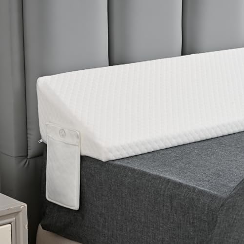 King Bed Wedge Pillow for Bed Headboard Gap Filler White Long Triangle Corner Nora Pillows,Dense Foam,Avoid Things Drops,Between King Frames and Mattress,Lifting/up Pillow for Sleeping Home Bedding