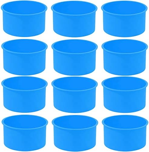 12pcs Silicone Cake Mold Baking Round Cake Molds 4 Inch Non-Stick Baking Pan Kitchen Silicone Cake Molds for Baking (Blue, 4inch)