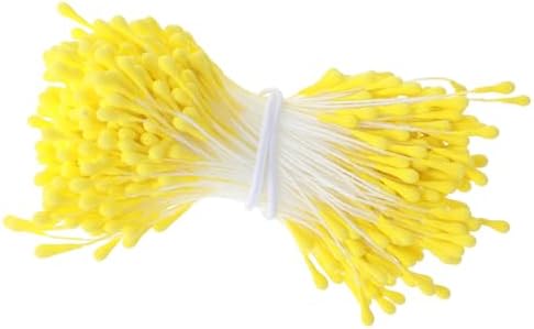 350 Pcs 3mm Yellow Pearl Double Heads Handmade Flower Stamens for Flower Making Artificial Paper Stamens for Crafts DIY Christmas Card Wedding Scrapbook Decoration