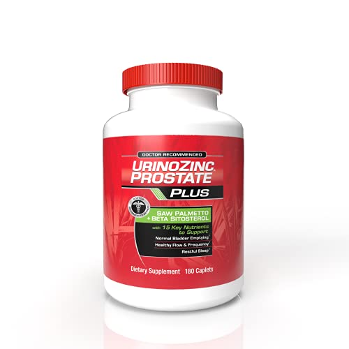 Urinozinc Plus - Prostate Supplement with Beta Sitosterol & Saw Palmetto – Reduce Frequent Urination Concerns & Support your Prostate Health, 180 Caplets