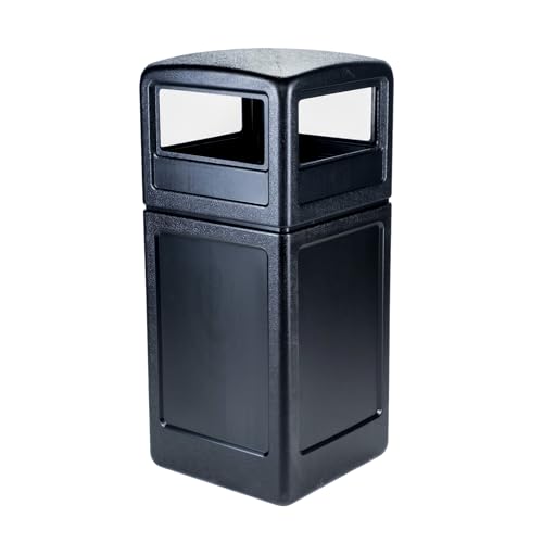 Commercial Zone-73290199 PolyTec 42 Gallon Square Waste Container with Dome Lid Color: Black