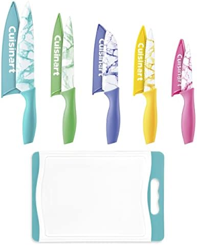 Cuisinart C55CB-11PM Advantage Cutlery 11-Piece Marble Knife Cutting Board and Knive Set, Multi-Color