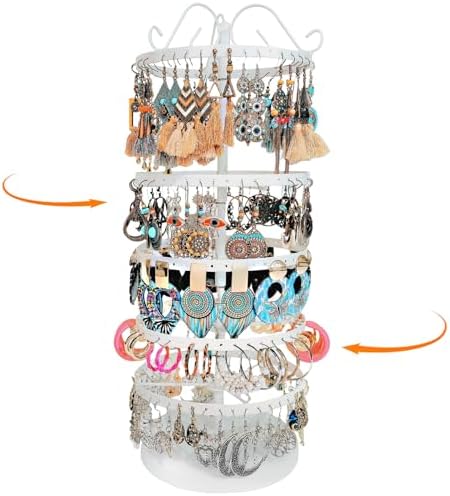 5 Tiers Rotating Earring Holder Organizer Stand,220 Holes Stud Earring Organizers and Storage，Jewelry Organizers and Storage,Earring Tree Organizer for Women