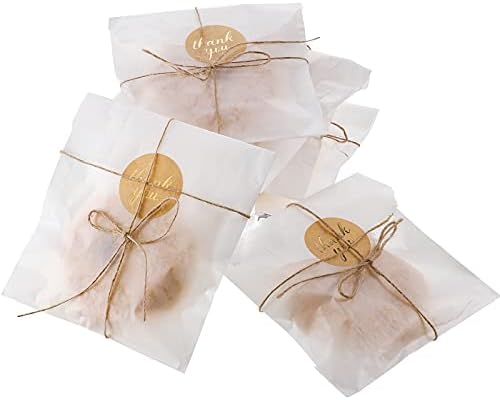 100 Pieces Glassine Wax Paper Bag Cookie Bags Gourmet Bags, 100 Pieces Thank You Label Stickers and 263 Feet Jute Rope for Party Favors, Candy Cookie Chocolate