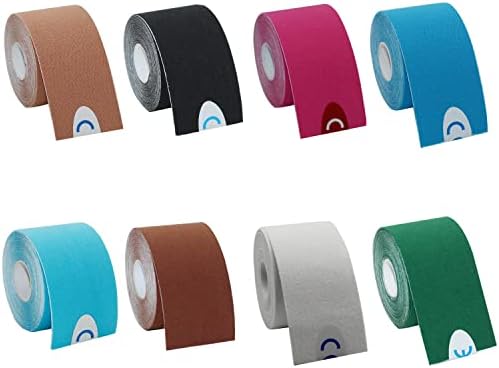 OBTANIM 8 Rolls Waterproof Breathable Kinesiology Tape, Athletic Elastic Kneepad Muscle Pain Relief Knee Taping for Gym Fitness Running Tennis Swimming (8 Colors)