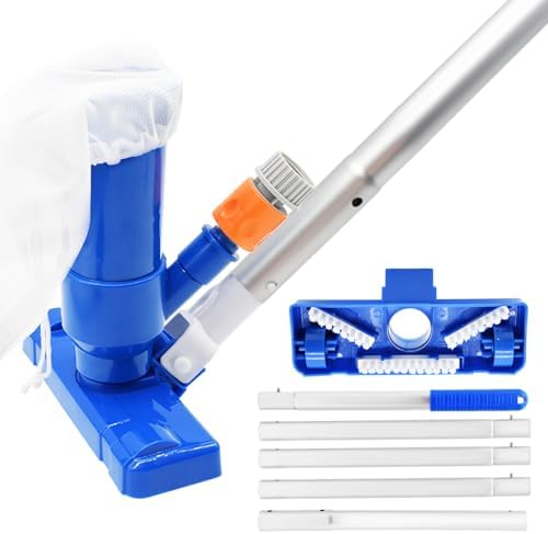 Upgraded Pool Vacuum for Above Ground Pool - Handheld Swimming Pool Jet Cleaner, Leaf Vacuum Cleaning Kit W/Brush with 5 Section Poles of 70", Small Vac Vacuum for Underwater, Spas, Ponds