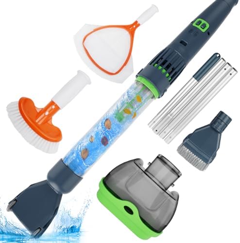 All in ONE Rechargeable Pool & Spa Vacuum 90 Mins Working for Hot Tub, Small Above Ground&Inground Pool, Magnetic Drive Tech, Spa Skimmer Net, Brush,25µm Ultra Fine Mesh Filter