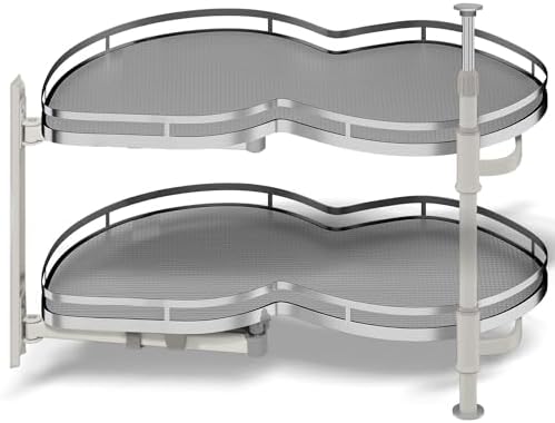 Blind Corner Cabinet Pull Out Organizer, Soft Close Swing Left Pull Out Cabinet Organizer 30inch, Corner Cabinet Lazy Susan for Cabinet Blind Shelf, 2 Tiers Tray, Adjustable Height