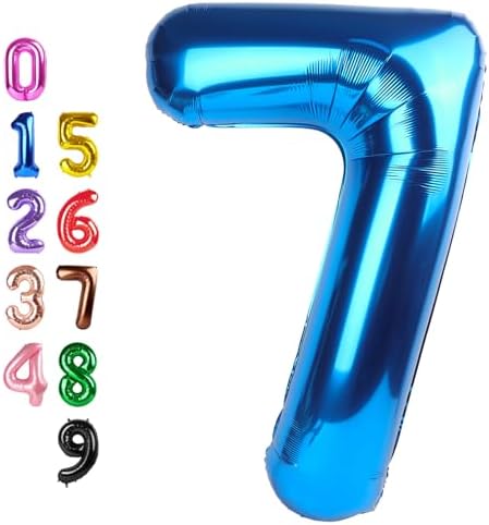 7 Numbers Balloon, 40 Inch 7 Balloons for Birthday Party, Dark Blue Number Balloons for 7, 17, 27 Game Competition Wedding Anniversaries Party, Christmas and New Years Eve Party