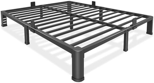 10 Inch Low Bed Frame Queen with Round Corner Legs,3500 LBS Heavy Duty Low Profile Queen Bed Frame Metal Platform, No Box Spring Needed, Easy Assembly, Noise-Free, Headboard Compatible,Black