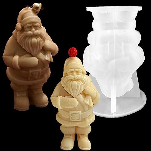 3D Christmas Santa Claus Silicone Candle Mold DIY Xmas Gypsum Soap Resin Ice Mould Candle Making Tool Small Bell Christmas Decor Gift