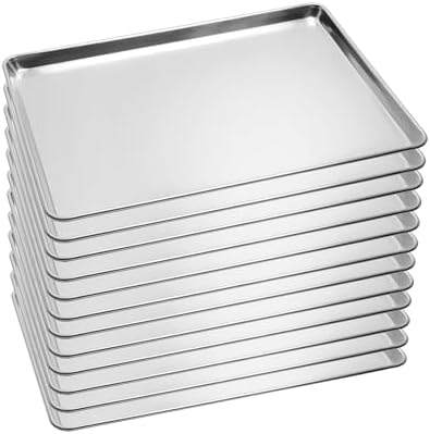 12 Pack Full Size Baking Sheet Pan Aluminum Commercial Pan for Oven Freezer Bakery Hotel Restaurant 26" × 18"
