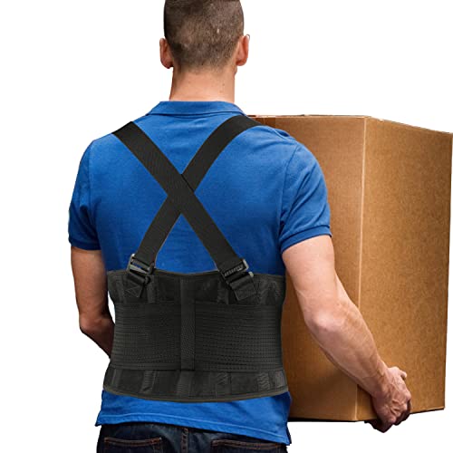 PAZAPO Back Brace Men and Women - Lower Lumbar Support for Heavy Lifting - Lower Back Support Belt with Removable Suspenders - Adjustable Back Belt for Workout, Back Pain Relief, 5XL(53-65 Inches)