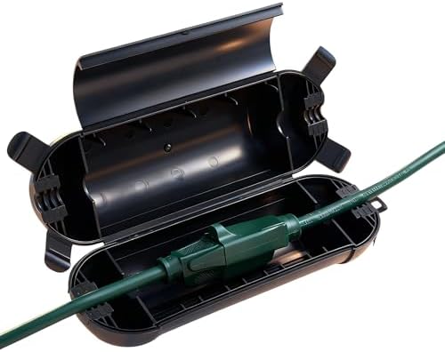 Outdoor Extension Cord Cover Waterproof Seal, Extension Cord Protector Connector, Weatherproof Electrical Safety Box to Protect Outdoor Plug, Outlet, Christmas Decorations Lights, Black