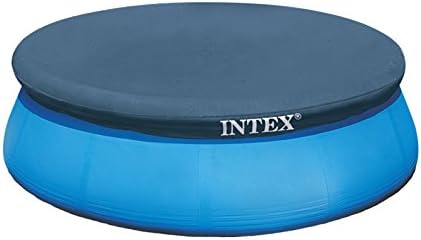 INTEX 28021E Pool Cover: for 10ft Round Easy Set Pools – Includes Rope Tie – Drain Holes – 12in Overhang – Snug Fit