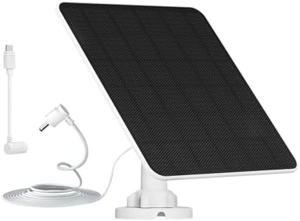 Solar Panel for Ring Camera, 5W Camera Solar Panel Compatible with Ring Stick Up Cam/Pro Battery, Spotlight Cam Plus/Pro Battery, Includes Barrel Plug to USB-C Adapter, IP65 Waterproof, 9.8ft Cable