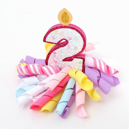 2nd Birthday Korker Hair Bow - 2nd Birthday Candle Number Hair Accessories, Second Birthday Girl Hair Clips, 2nd Birthday Hair Bow