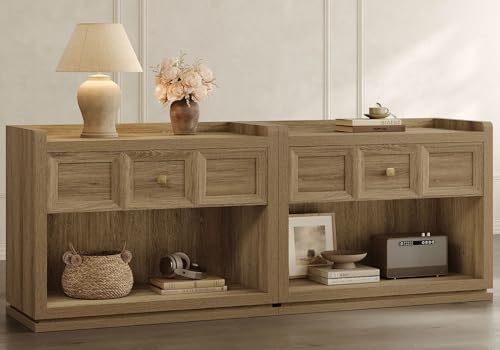 SICOTAS 31" Wide Nightstands Set of 2, Large Night Stands with Drawer, Oversized King Size Nightstand Bedside Table for Bedroom, Farmhouse End Side Table Set of 2 (Brown Oak, 31-Inch)