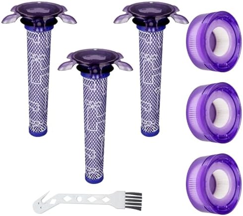 6 Pack Upgraded Star Vacuum Replacement Filters for Dyson V7, V8 Animal and V8 Absolute Vacuum. 3 Pre-Filters and 3 Post-Filters. Compare to Part # 965661-01 & 967478-01.