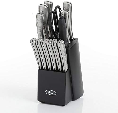 Oster Wellisford High-Carbon Stainless Steel Cutlery Set, 14-Piece, Black/Silver